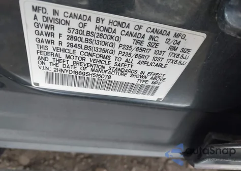 2005 Acura Mdx from USA, damaged, VIN 2HNYD18695H515078